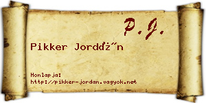 Pikker Jordán névjegykártya
